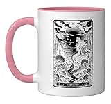 Tarot Card Reading Dark Magic Fortune Telling Mermaid Ceramic Mug, Pink/White