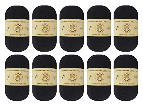 10-Pack Yonkey Monkey Skein Tencel Yarn - 70% Bamboo, 30% Cotton - Softest Quality Crocheting, Knitting Supplies - Lightweight and Breathable Fabric Threads 210 Meters