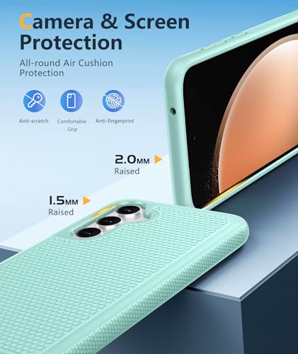 Image of FNTCASE for Samsung Galaxy S23-FE Case: Dual Layer Protective Heavy Duty Cell Phone Cover Rugged Full Body Drop Protection Military Grade Shockproof Phone Case (Mint Green)