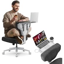 كرسي Newtral Freedom-X Criss Cross بعجلات - كرسي مكتب متعدد الأوضاع بأرجل متقاطعة، صينية كمبيوتر محمول مجهزة بقضيب مضاد للانزلاق، حد وزن الطاولة 66 رطلاً