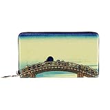 Maße: 21 x 1 x 12 cm. Damen Geldbörse mit Reißverschluss und Handy, Clutch, Reisetasche, Kartenhalter, Organizer, Handgelenke, antike Brücke und Angeln