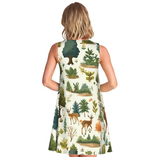 Robe d'été sans manches motif nature | Tenue de plage et vacances fluide pour femme - 2