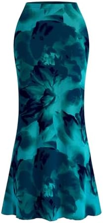 PRETTYGARDEN Women's Floral Print Mesh Long Skirt High Waisted Bodycon Fishtail Flowy Summer Maxi Skirts for Women Trendy