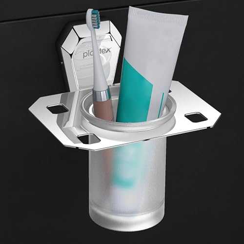 Image of Plantex Tumbler Holder for Bathroom /304 Grade Stainless Steel Toothbrush Holder /Toothpaste /Razor Holder /Bathroom Accessories - Pack of 1 (PM-2406, Chrome)
