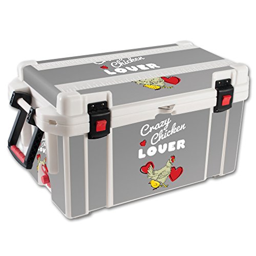 MightySkins Skin Compatible with Pelican 65 qt Cooler – Crazy Chicken Lover | Protective, Durable, and Unique Vinyl Decal wrap Cover | Easy to Apply, Remove, and Change Styles | Made in The USA