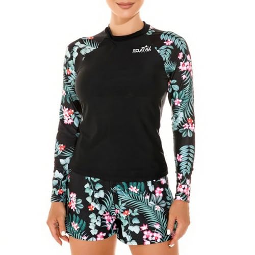 La Mejor Selección de Trajes de una pieza para Mujer , listamos los 10 mejores. 42 ECLATVIA Traje de Baño Manga Larga para Mujer, 2 Piezas Trajes de Baño para Mujer, UPF 50+, Cuello Redondo, Estampado de Moda, Transpirable Secado Rápido, Adecuado para Surf,...