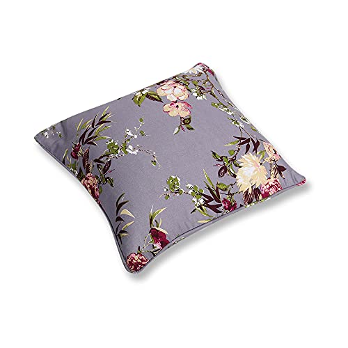 Image of Swayam Cotton Set 2 Decorative Soft Cushion Case Square Pillowcases for Couch Sofa Bed Living Room| 20 X 20 Inches | Grey Floral