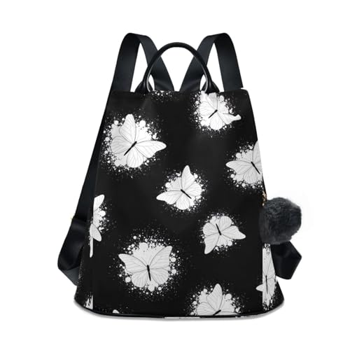 Sac à dos femme papillons blancs poches multiples voyage et quotidien