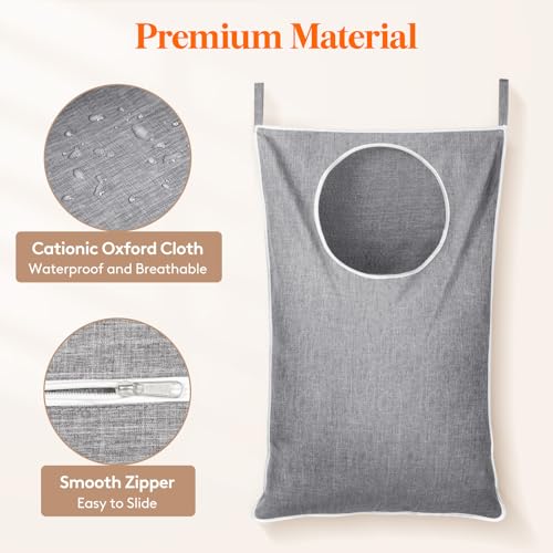 Lifewit Wäschesack, große zusammenklappbare hängende Wäschekorb, hängende Wäschesammler Tasche für Bad Schlafzimmer schmutzige Kleidung Storage Organizer, Hellgrau, 1 Pack