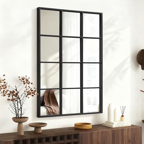 WDSHIYI Black Rectangle Mirror, Metal Framed Wall Mounted Mirror Modern