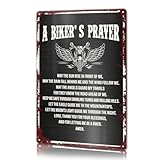 A Bikers Prayer Vintage Motorcycle Metal Signs Wall Accessories Decor 12 X 8 Inches, Motorcycle Gifts for Men, Biker Gifts for Men