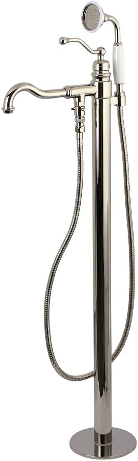 Kingston Brass KS7136ABL English Country Freestanding Tub Faucet with Hand Shower, Polished Nickel