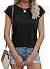 AirMood Womens Cap Sleeve Crewneck Tshirt Tops Summer Casual Plain Tee Shirt (Black,L) #1