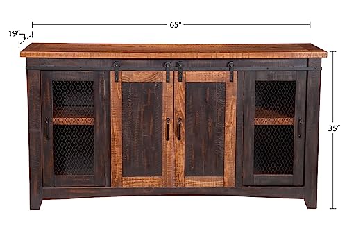 Martin Svensson Home Santa Fe 70" Tv Stand | Antique Black & Aged Distressed Pine #TOP2