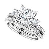 2.75 CT Princess Cut VVS1 Colorless Moissanite Engagement Ring Set, Wedding/Bridal Ring Set, Sterling Silver Vintage Antique Anniversary Promise Ring Set Gift for Her (10) -  JEWELERYOCITY