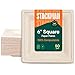 100% Compostable Square Paper Plates [6x6 inch - 50-Pack] Elegant Disposable Plates Heavy-Duty Quality, Natural Bagasse Unbleached, Eco-Friendly Made of Sugar Cane Fibers, 6" Biodegradable Plate