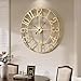 Cuspin Large Wall Clock 30 Inch, Decorative Gold Clocks Silent Non Ticking Battery-Operated for Living Room Kitchen Mantel Decor, Metal Round Modern Wall Clocks Arabic Numerals