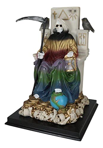 Ebros Gift 7色 レインボーローブ サンタミュエルテ 聖なる神聖な死の骨 鎌像 守護と祝福の守護聖人 7つの力 フィギュア 死者の日 装飾