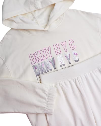 Image of DKNY Girls Sweatpants Set - 2 Piece Active Fleece Girls Sweatshirt and Jogger Youth Kids Sweatpants Matching Set (4-16)
