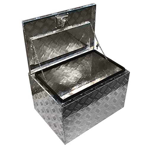 Marddpair 24 Inch Trailer Tongue Tool Box Aluminum Heavy Duty Truck Pickup Underbody Underbed Storage Organizer 5 Bar Tread Tool Box Weather Resistant Seal W/Lock & Keys Siver #TOP5