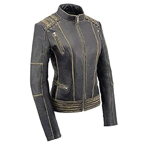 Image of Milwaukee Leather MLL2527 Women's 'Elegant' Distressed Brown Detail Laced Leather Jacket - 3X-Large
