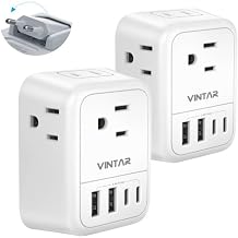 2 Pack European Travel Plug Adapter, 8 in 1 Foldable Type C Charger | 4 AC Outlets 3 USB Ports(2 USB C), International Travel Adaptor for US to Most of Europe EU Italy, Spain, Travel Essentials