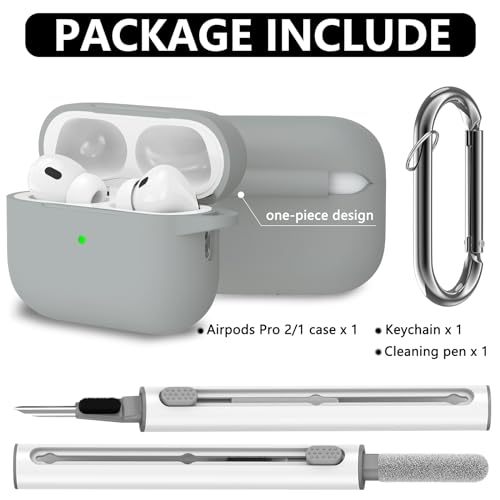 Image of Ljusmicker for AirPods Pro Case Cover with Cleaner Kit,Light Grey