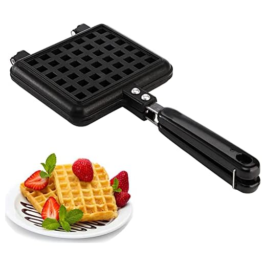 Cast Iron Waffle Maker Cake Pan Bread Waffle Maker Non-stick Waffle Cake Baking Mold Plate Stovetop Waffle Skillet for Belgian Waffle Sandwich Toaster