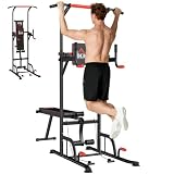 HOMCOM Barra de Dominadas Altura Ajustable 181-229 cm con Banco Plegable