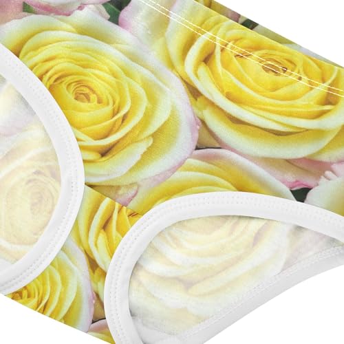 Pale Yellow Roses Pink Edges Girls Underwear Toddler 2t Cotton Little Girl Panties Personalized Briefs Kids Undies4