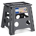 ACKO Folding Step Stool 13 inch Height Premium Heavy Duty Foldable Step Stools for Adults and Kids, Kitchen Plastic Small Collapsible Stepping Stool Hold Up to 300 LB Dot Grey (1 Pack)