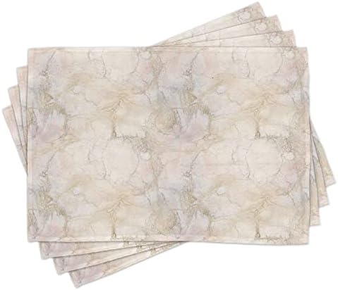 ABAKUHAUS Marble Place Mats Set of 4, Granite Nature Spots, Washable Fabric Placemats for Dining Room Kitchen Table Decor, Pale Grey Dust