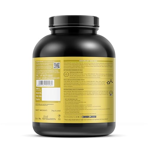 Image of MuscleBlaze Whey Gold, 100% Whey Protein Isolate, Labdoor USA Certified, 30g Whey Protein Per Scoop (Mocha Cappuccino, 2kg / 4.4lb)