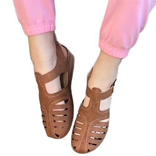 Sandálias femininas, sandália plataforma vazada e confortável respirável - sandália vintage vazada p