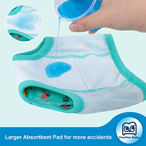 MooMoo Baby Training Underwear 4 Packs Absorbent Toddler Potty Training Pants for Boys and Girls-Cotton Animal Print 3T