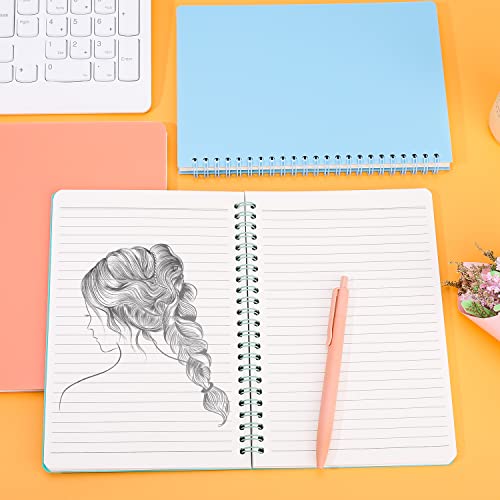 Ddaowanx 4 Pack A5 Spiral Notebook,Cute Thick Plastic Hardbound Straight Stripe Notebook For Office School Supplies, 4 Color 80 Sheets 160 Pages #TOP2