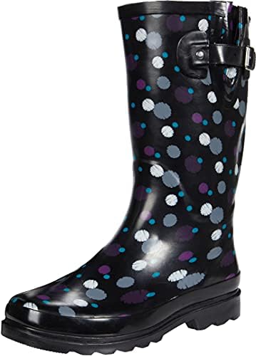 Western Chief Printed Tall Rain Boot For Women - Round Toe, Removable Insole, And Lightly Padded Footbed Sketch Dot 8 M