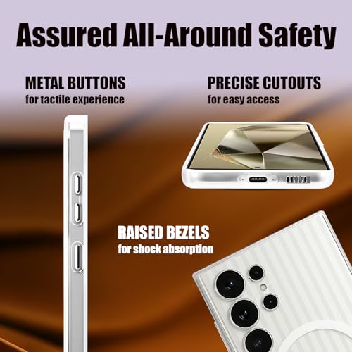 Image of AIBEX Protective Back Case Cover Compatible for Samsung S24 Ultra| Camera & Body Protection| Shockproof,Scratch Resistant| Mag-Saf Wireless Charging Support - White