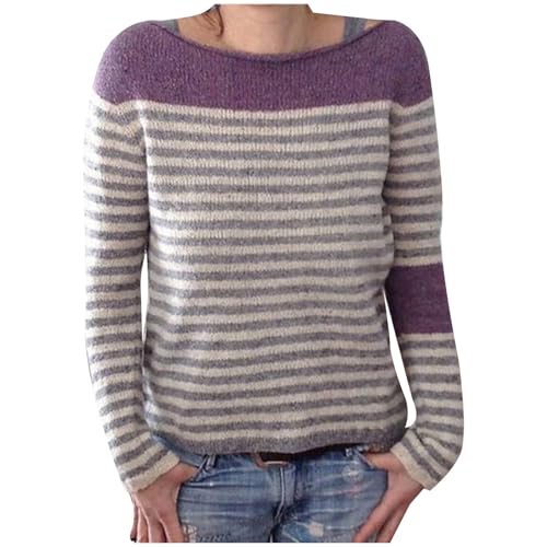 Pull jacquard grande taille femme avec col rond et manches longues