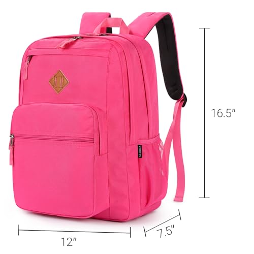 Image of ZORFIN 26L Backpack for College, and Travel: Water Resistant Bookbag - Hotpink