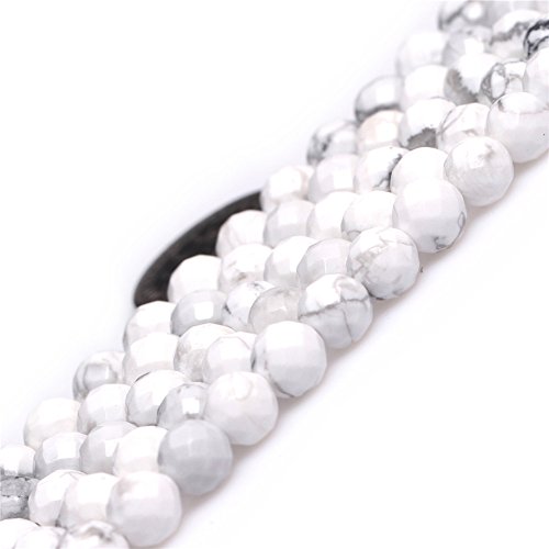 Shg Store Natural Round White Howlite Turquoise 15 Inch Beads For Jewelry Making (6Mm Faceted) #TOP1