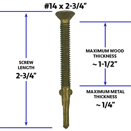 #14x2-3/4 Reamer Tek Torx/Star/Star Head Self Drilling Wood to Metal Screw - (100 Pza), Tornillo Tek para plataformas, remolques o fijar madera a acero - Cabeza Torx T-30 miniatura 2