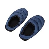 IBLUELOVER Unisex Soft Down Slippers Thermal Full Tent Mules Slippers Low-Top Winter house Slippers Warm Slip On Mule Shoes Down Filled Indoor Home Slippers Shoes For Men and Women,Dark Blue,EU 44/45 - Image 4