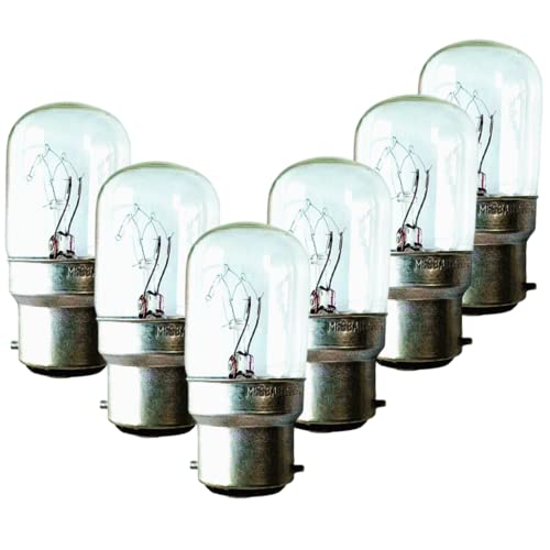 Royalux Lampadina T30 B22 BC 15 W 25 W attacco Edison piccolo a vite fino a 300 gradi per microonde, forno, frigorifero, sale lampadine (confezione da 6) (T30 B22)