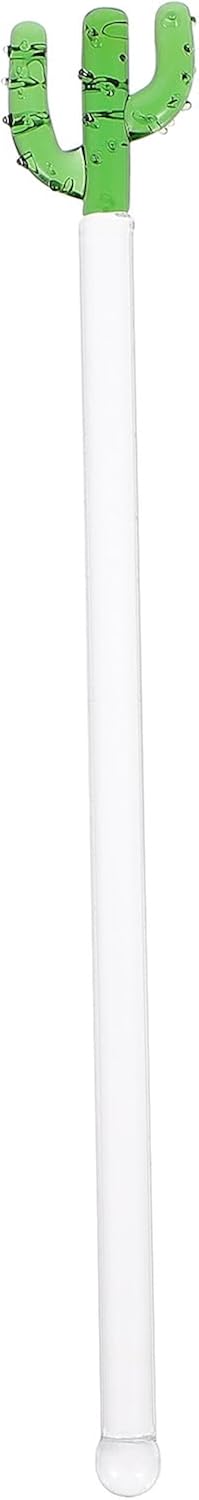 Creative Glass Mixing Stick Swizzle Stirrer Rod Long Handle Cactus Shape for Cocktail and Fruit Juice Drinks Home Bar Use