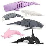 6PCS 3D Printed Whale Toys, Ocean Animals Figures Sea Creature Fidget Toys