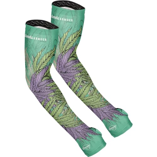 FARMERS DEFENSE Gardening Arm Sleeves|UV Cooling Protective Sleeve Women & Men|Anti-Scratch Cover Sun UPF Outdoor Protection - Sea-Weed - L/XL