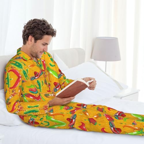Pyjama col cranté imprimé piment et cactus : la solution pour des nuits douces sans irritations - 3