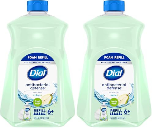 Image of Dial Antibacterial Foaming Hand Soap Refill, Fresh Pear, 52 fl oz (Pack of 2)