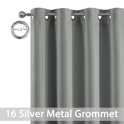 Yakamok Blackout Patio Curtains 100x96 Inches for Sliding Door Extral Wide Blackout Curtain Panels Thermal Insulated Room Divider - Grommet Top, 8' Tall by 8.3' Wide - Dove Grey